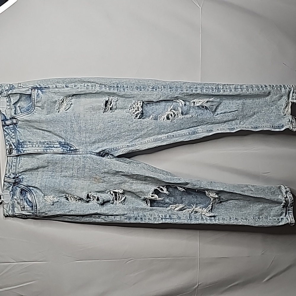 Mom major distressed stone wash raw hem jeans sz 15